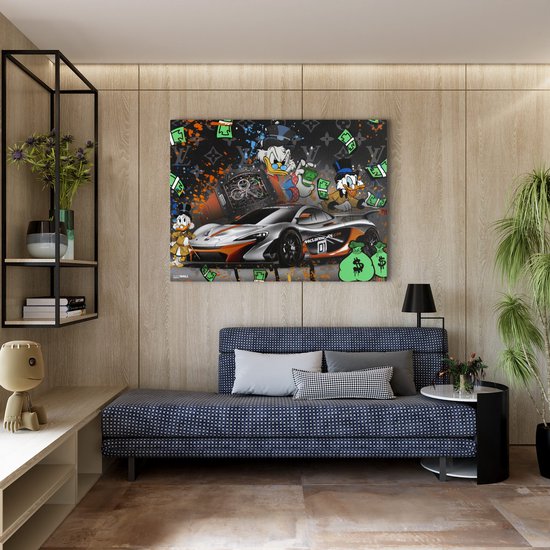 Luxe Canvas Schilderij Donald Duck | 100x150 | Woonkamer | Slaapkamer | Kantoor | Muziek | Design | Art | Modern | ** 2CM DIK! **