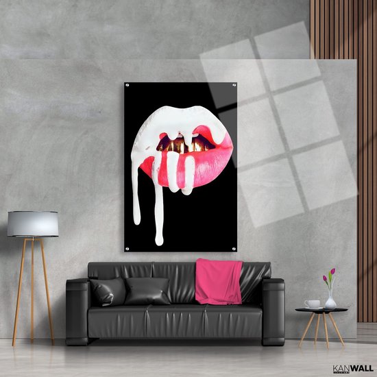 Luxe Plexiglas Schilderij Pink Lip| 40x60 | Woonkamer | Slaapkamer | Kantoor | Muziek | Design | Art | Modern | ** 5MM DIK**