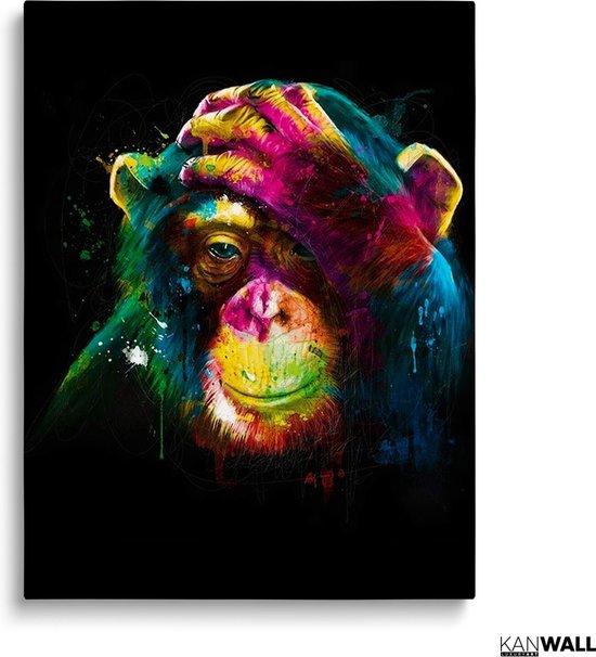 Tableau Plexiglas Luxe Peinture Singe | 40 x 60 | Salle de séjour | Chambre à coucher | Bureau | Musique | Design | Art | Moderne | ** 5 MM D'ÉPAISSEUR **