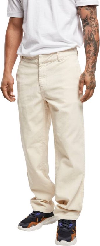Urban Classics Pantalon jambes droites -Taille, 32 pouces- Velours Côtelé Workwear Crème