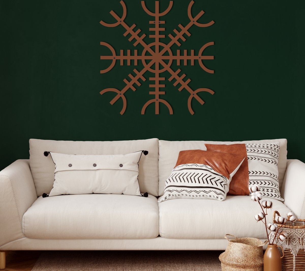 Wanddecoratie | Roer Van Ontzag / Helm of Awe| Metal - Wall Art | Muurdecoratie | Woonkamer |Bronze| 60x60cm
