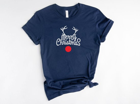 Lykke Merry Christmas T-Shirt | Kerst | Mannen - Vrouwen - Unisex | Katoen | Navy | Maat XL