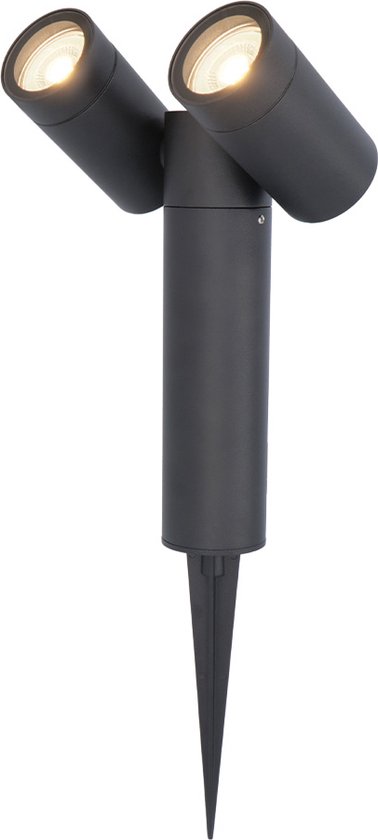HOFTRONIC™ Pinero double dimbare LED prikspot - 4000K neutraal wit - GU10 - 5 Watt - Kantelbaar - Tuinspot - Voor buiten en binnen - Zwart - 3 jaar garantie - Tu