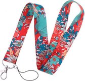 Nosy Two | Keycord Vintage Flower Rood | Keycord Vintage Bloem | Keycord Vintage Flower | Keycord Bloemen I Lanyard Vintage Bloem | Lanyard Vintage Flower