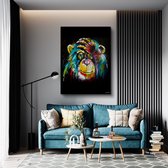 Luxe Canvas Schilderij Monkey | 60x90 | Woonkamer | Slaapkamer | Kantoor | Muziek | Design | Art | Modern | ** 4CM DIK! 3D EFFECT**