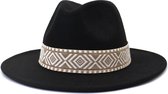 Chapeau Fedora - Zwart Aztèque | Ajustable | 56 à 58 cm | Coton / Polyester | Mode Favorite