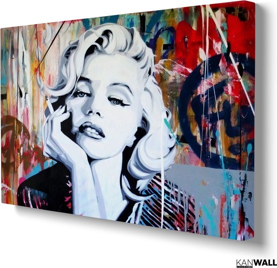 Peinture sur toile de Luxe Marilyn Monroe | 60 x 90 | Salle de séjour | Chambre à coucher | Bureau | Musique | Design | Art | Moderne | ** 4 CM D'ÉPAISSEUR ! EFFET 3D**