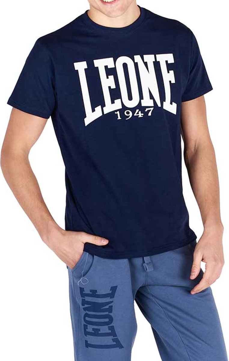 Leone T-Shirt Basic Navy Blauw Large