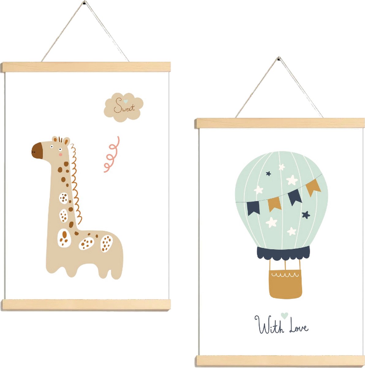 Goedkoopste Happy Walls - kinderkamer Posters Canvas - Duo - A4
