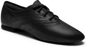 Jazzschoenen leer in zwart | Oxford met veters | Zwarte jazz schoenen met suède splitzool | Maat 34