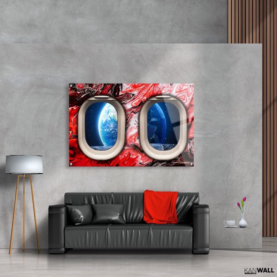 Luxe Plexiglas Schilderij Vliegtuigraam Rood | 40x60 | Woonkamer | Slaapkamer | Kantoor | Muziek | Design | Art | Modern | ** 5MM DIK**