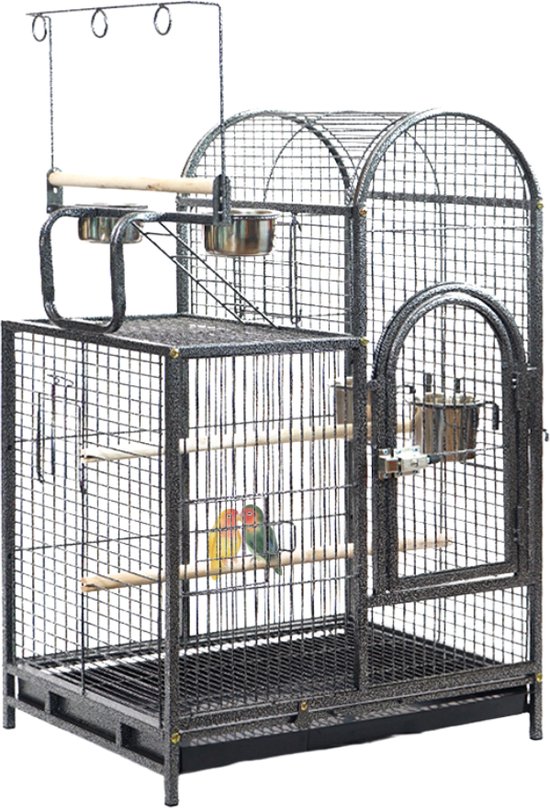 Cage à perroquet Topmast - Lorre - Anthracite martelé - 56 x 39 x 84 cm - Cage à calopsitte - Agapornis - Ferme