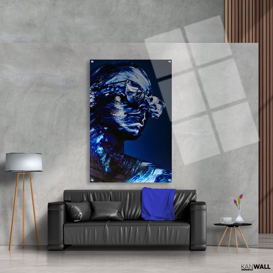 Tableau Plexiglas Luxe Fille Blue | 40 x 60 | Salle de séjour | Chambre à coucher | Bureau | Musique | Design | Art | Moderne | ** 5 MM D'ÉPAISSEUR **