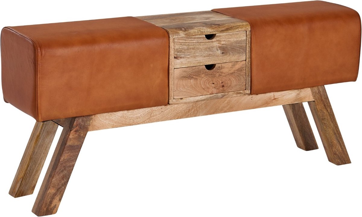 Sky Style Turnbock Zitbank Leder Bruin met Lades