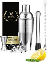 Sybra Cocktailset - 7 Delig - Cocktail shaker - Cocktail boek - RVS - Cadeau