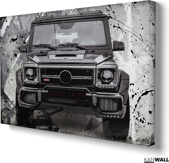 Jeep de peinture sur toile de Luxe | 40 x 60 | Salle de séjour | Chambre à coucher | Bureau | Musique | Design | Art | Moderne | ** 4 CM D'ÉPAISSEUR ! EFFET 3D**