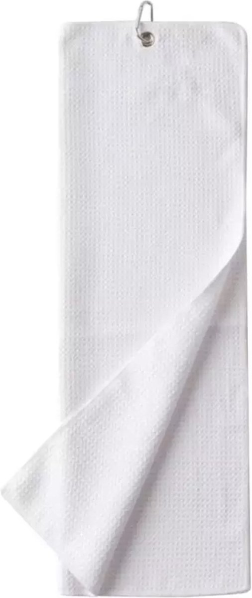 Microfiber Golf Handdoek - Snel drogend - Grote haak - Wit - 30 cm x 50 cm - Golfhanddoek - ATHLIX