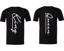 Matching shirt voor Hem en Haar-Set T-shirt King en Queen-Zwart-Maat S