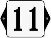 Huisnummerbord klassiek - huisnummer 11 - 16 x 12 cm - wit - schroeven  - nummerbord  - voordeur