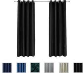 Nieuwe 95% Verduisterende Gordijnen  - kant en klaar - gordijn - Zwart Kleur curtains - Met Ringen - 140 x 250 cm - Prijs is voor 1 Stuk.