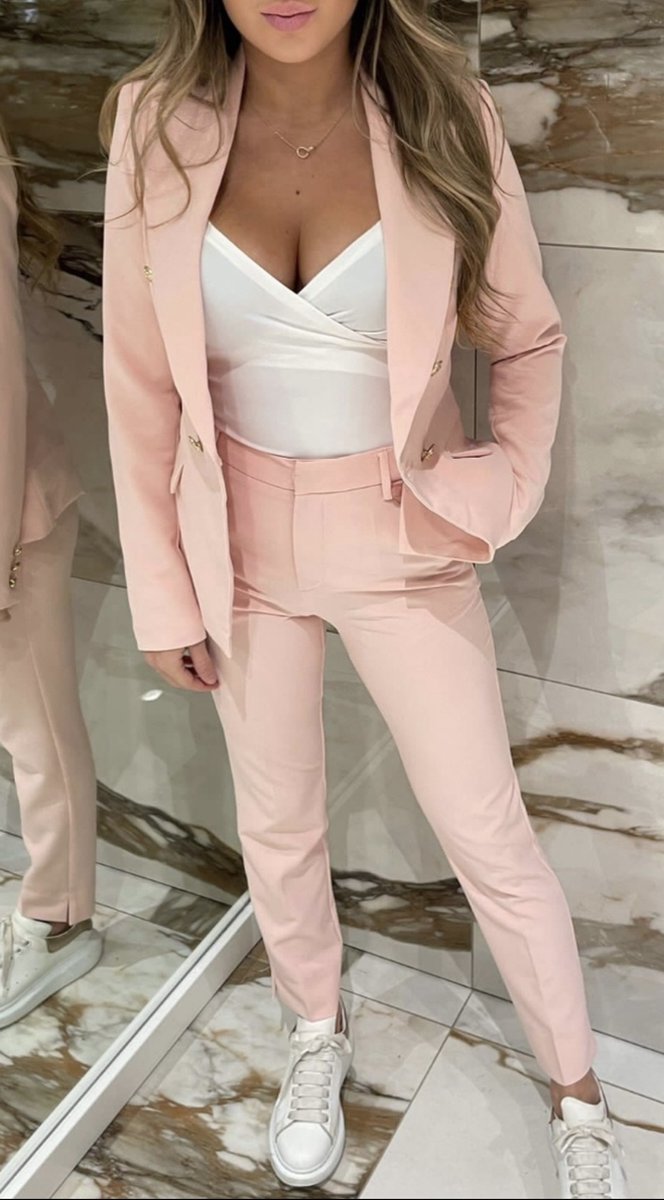 Dames Blazer licht baby roze maat 42 polyester