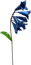 Floz Design ijzeren tuinprikker blauwe bloemen - 62 cm hoog - handgemaakt en fairtrade