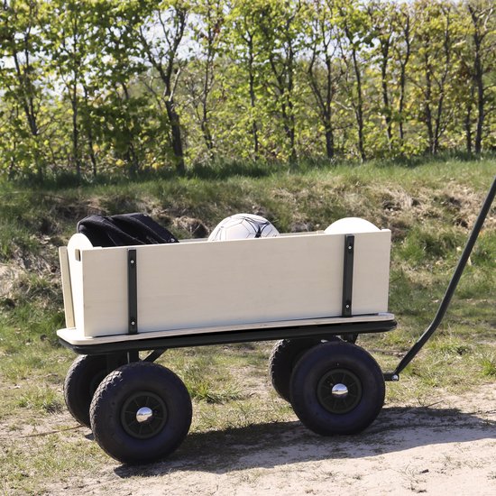 Sunny Billy Beach Wagon Bolderkar Zwart - Blank hout - Bolderwagen met luchtbanden - 94x61x97cm van Sunny Billy — afbeelding 4