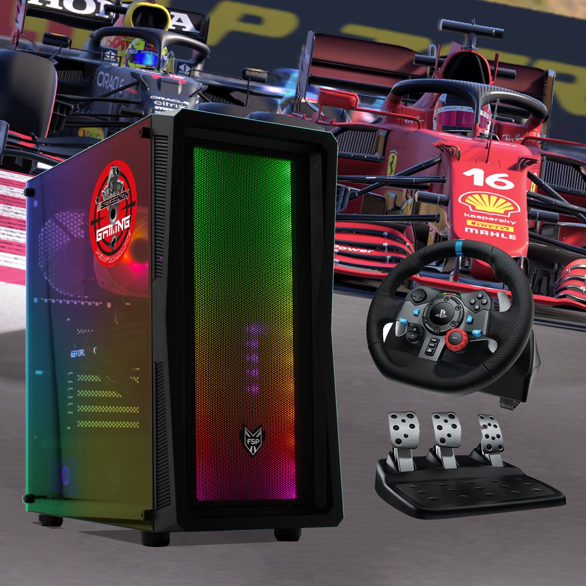 ScreenON - Racing Simulator - GamePC - COMB.V21RSAL - Ryzen 7 - 1TB M.2 NVMe SSD - RTX 3070 - Racing System Gear