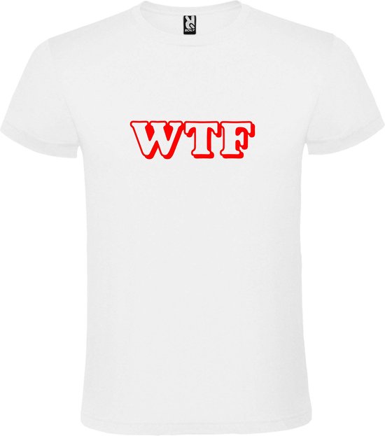 Wit T-shirt ‘WTF’ Rood maat 5XL