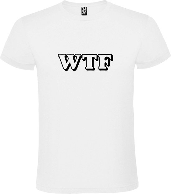 Wit T-shirt ‘WTF’ Zwart maat XXXL