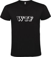 Zwart T-shirt ‘WTF’ Wit maat XL