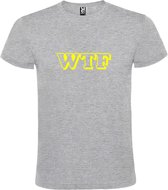 Grijs T-shirt ‘WTF’ Geel maat M