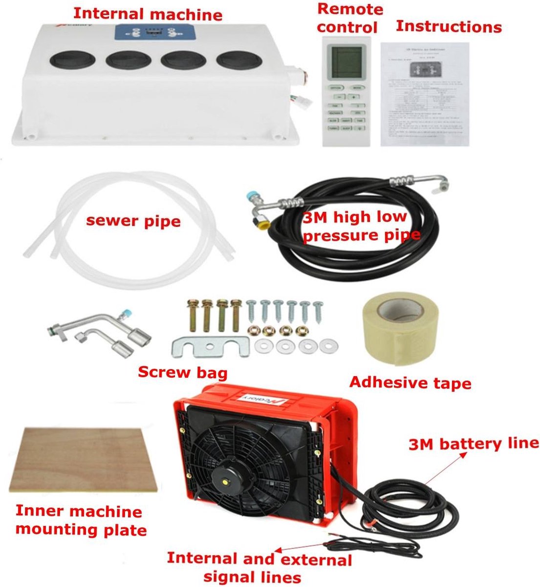 Hcalory Ventilateur de climatiseur de voiture portable 12 V