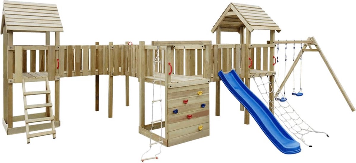 vidaXL Speeltoestel + glijbaan. ladders. schommels 800x615x294cm hout