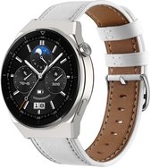 Strap-it Smartwatch bandje leer - geschikt voor Huawei GT / GT 2 / GT 3 / GT 3 Pro 46mm / GT 2 Pro / GT Runner / Watch 3 - Pro - wit