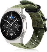 Strap-it Nylon gesp bandje - geschikt voor Huawei Watch GT 1 / GT 2 / GT 3 / GT 3 Pro / GT 4 46mm / GT 2 Pro / GT Runner / Watch 3 (Pro) / Watch 4 (Pro) / Watch Ultimate - groen