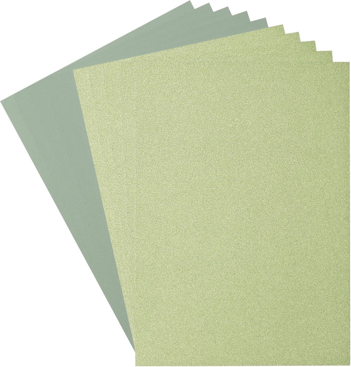 Florence Cardstock en Glitterpapier - A4 - Groen - Light Green/Iguana - 2 x 5 vellen - 216g / 250g