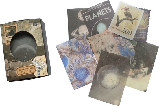 Foto: Vintage stickers 100 stuks world planeten natuur sticker leuk voor o a bulletjournal scrapbooking en kaarten maken 