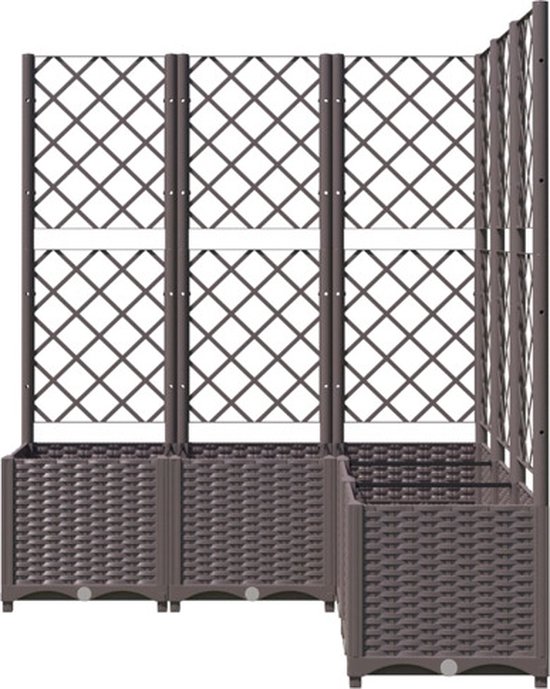 vidaXL - Plantenbak - met - latwerk - 120x120x136 - cm - polypropeen - bruin