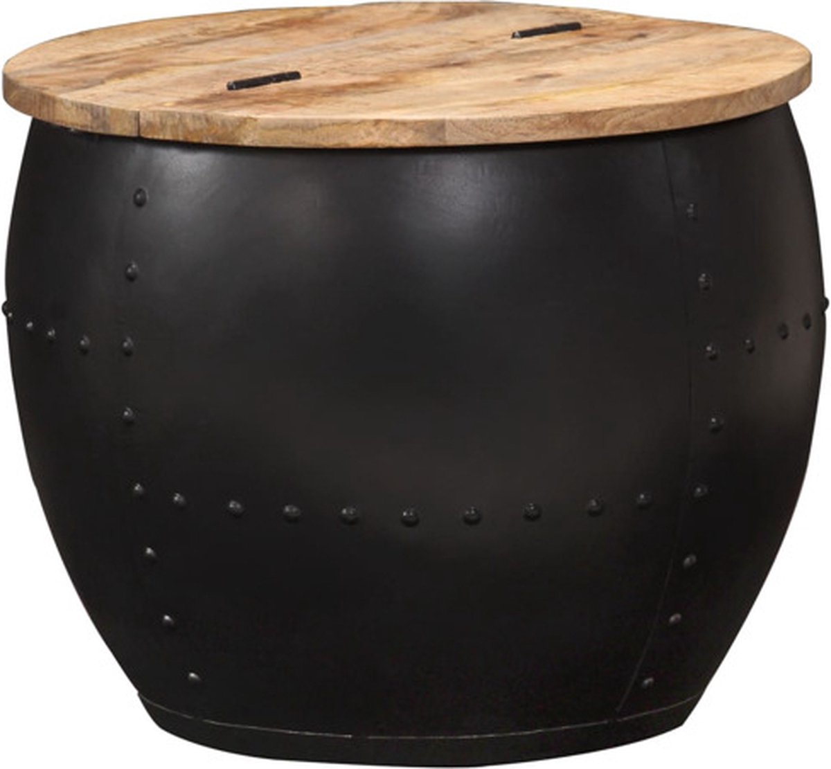 vidaXL Salontafel - rond - 53x43 - cm - massief - mangohout zwart