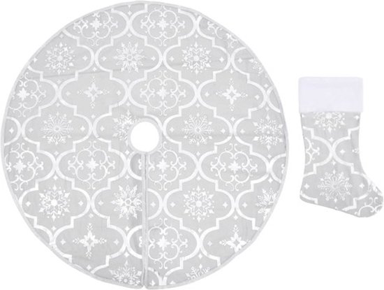 vidaXL - Kerstboomrok - luxe - met - sok - 150 - cm - stof - wit