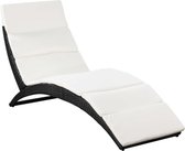 vidaXL Chaise longue pliante avec coussin en poly rotin noir