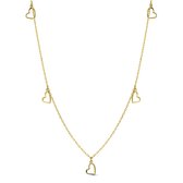 Juwelier Emo - 14 Karaat Gouden Ketting met Open Hart bedels 6mm – Jasseron schakel - Lengte 45 CM