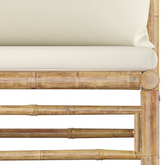 vidaXL - 6-delige - Loungeset - met - crèmewitte - kussens - bamboe