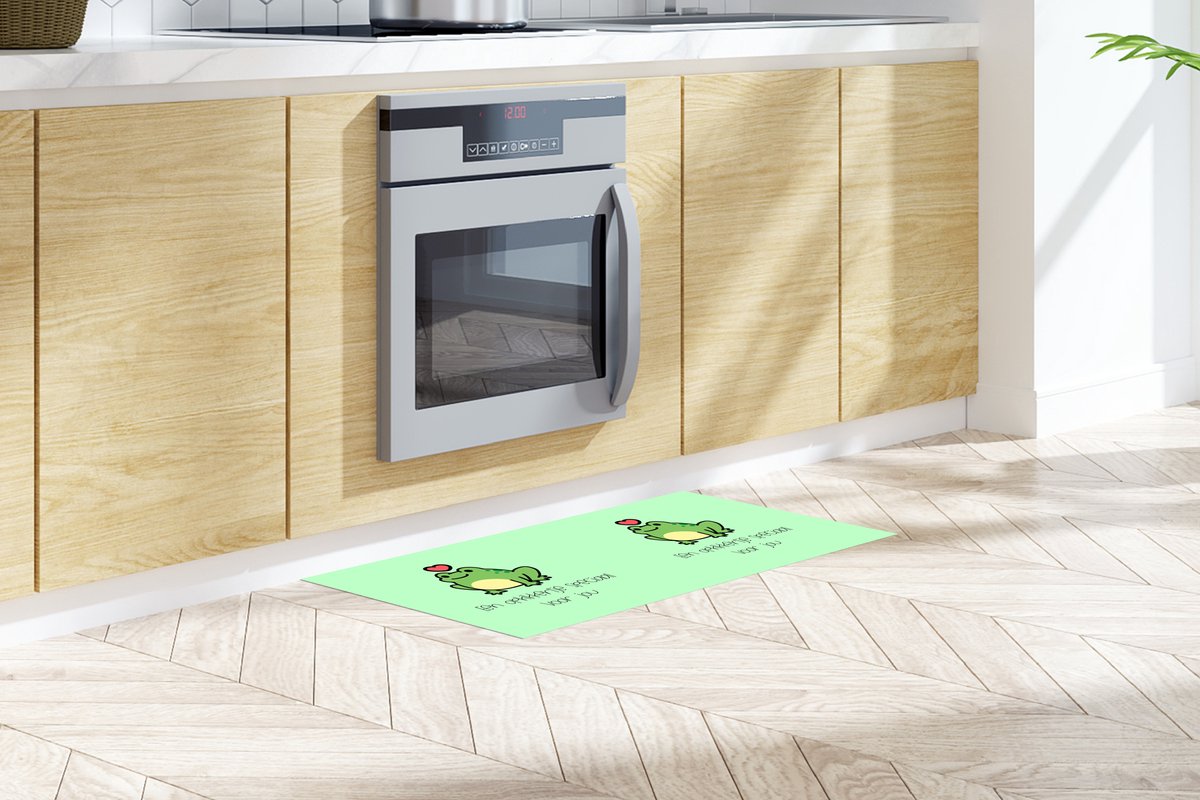 KitchenYeah Keukenloper - Loper keuken - Beterschap - Quote - Dieren - Opkikker - 120x50 cm - Keukenloper vinyl Multicolor