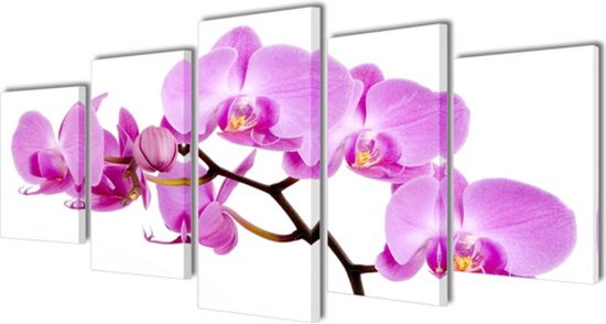 vidaXL - Canvas - muurdruk - set - orchidee - 200 - x - 100 - cm