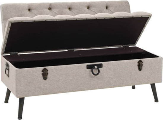 vidaXL Banc de rangement avec dossier 110 cm Tissu Crème - Banc de rangement - Bancs de rangement - Banc de rangement - Bancs de rangement
