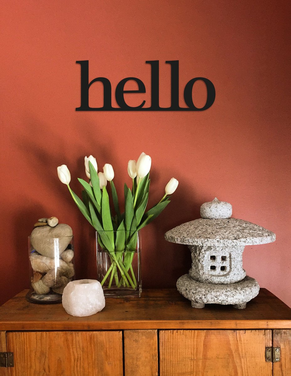 Hello Wall Art Decor Hello Sign Home Office Decor Metalen