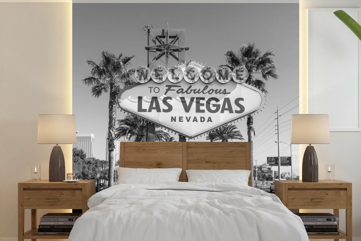Behang - Fotobehang Welkomstbord van Las Vegas - Breedte 280 cm x hoogte 280 cm
