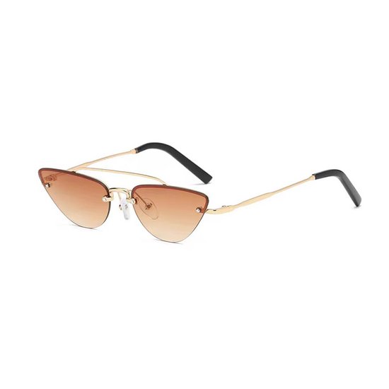 Freaky Glasses - Zonnebril Cat Eye - Festivalbril - Bril - Feest - Glasses - Heren - Dames - Unisex - Kunststof - Metaal - bruin van Freaky Glasses — afbeelding 2